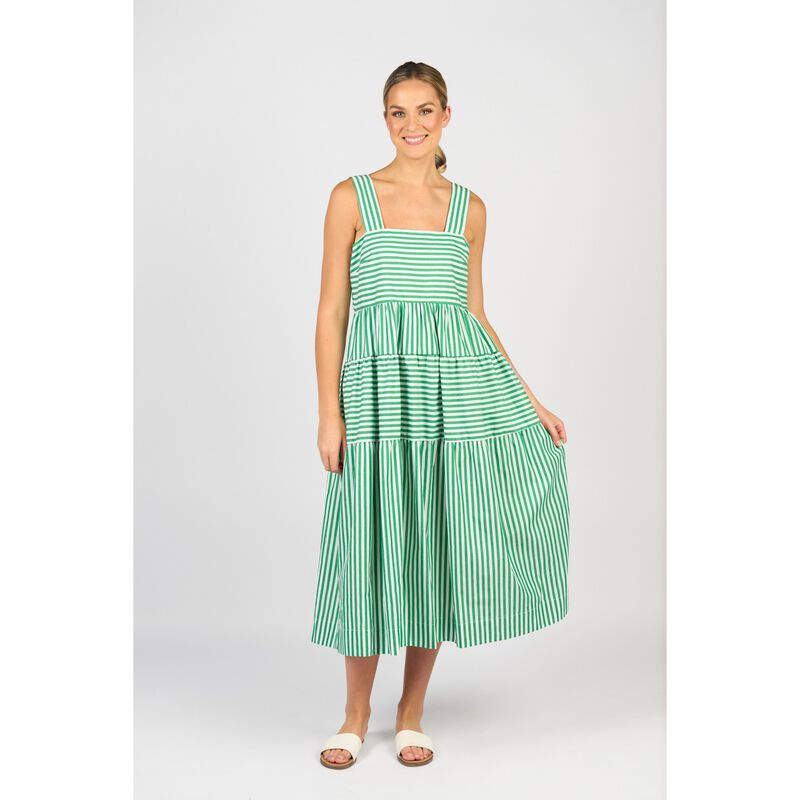 Vassalli Sleeveless Tiered Dress With Wide Straps image number 3